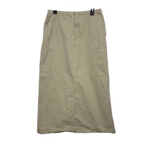Vintage 90s Gap Cotton Cargo Maxi‎ Skirt Sz 12/M Khaki Tan Modest Minimalist